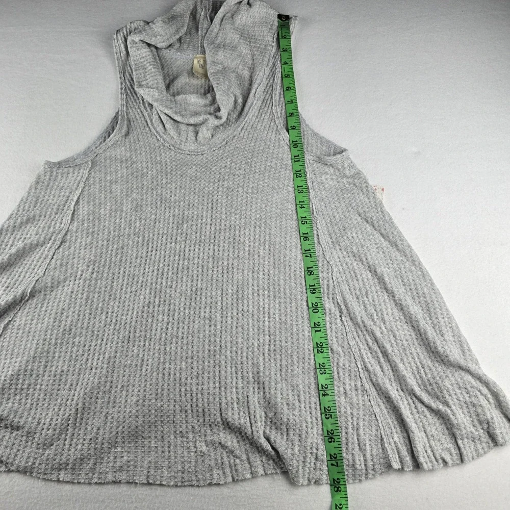 Free People -1649 NWT Swing It Cowl Neck Grey Sleeveless Waffle Knit Tunic Top M